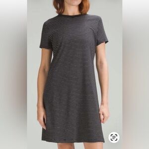 lululemon athletica Black and Gray Striped T-Shirt Dress